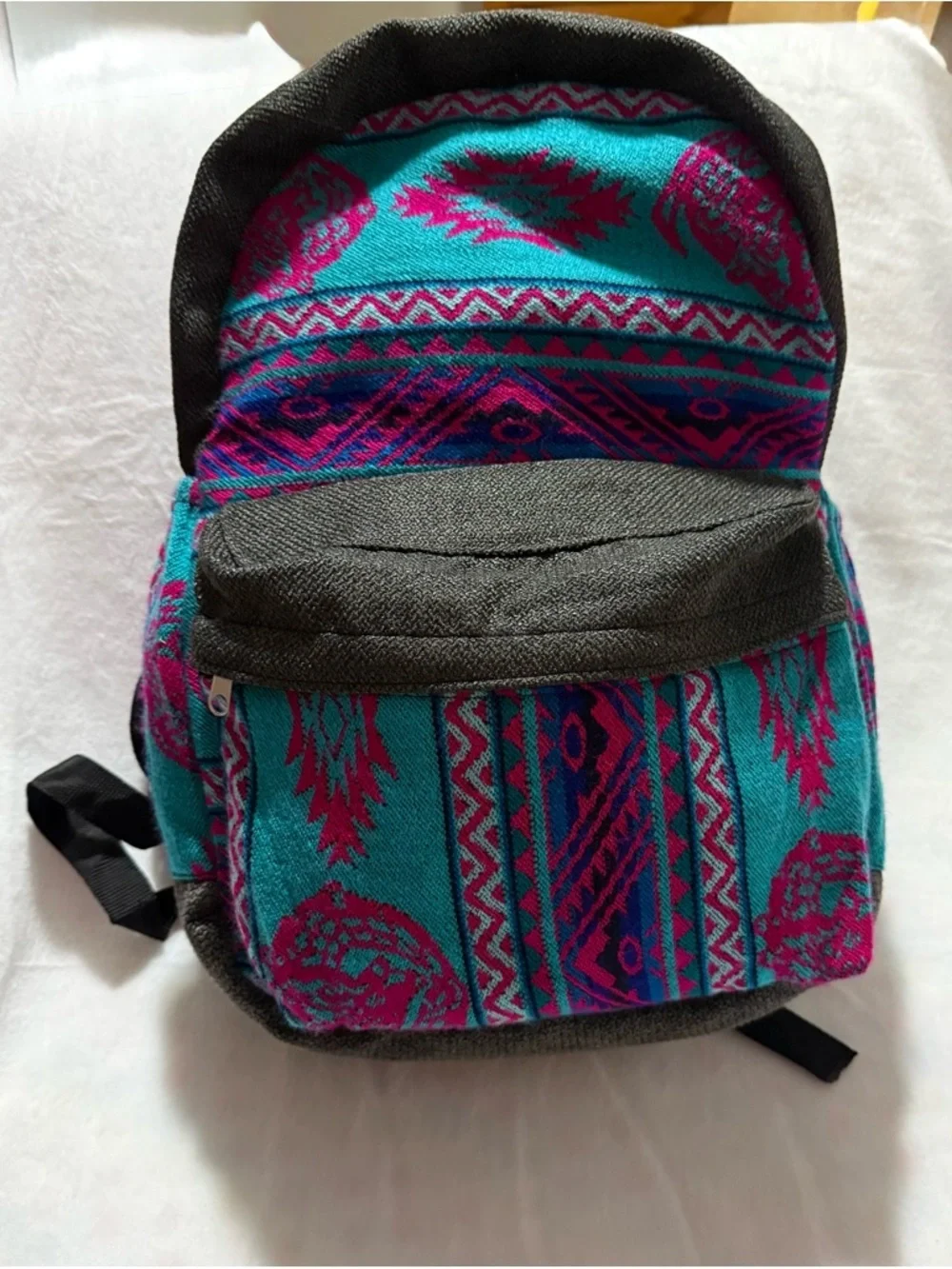 Southwestern Woven Mini Backpack Turquoise Pink Black Festival Bag